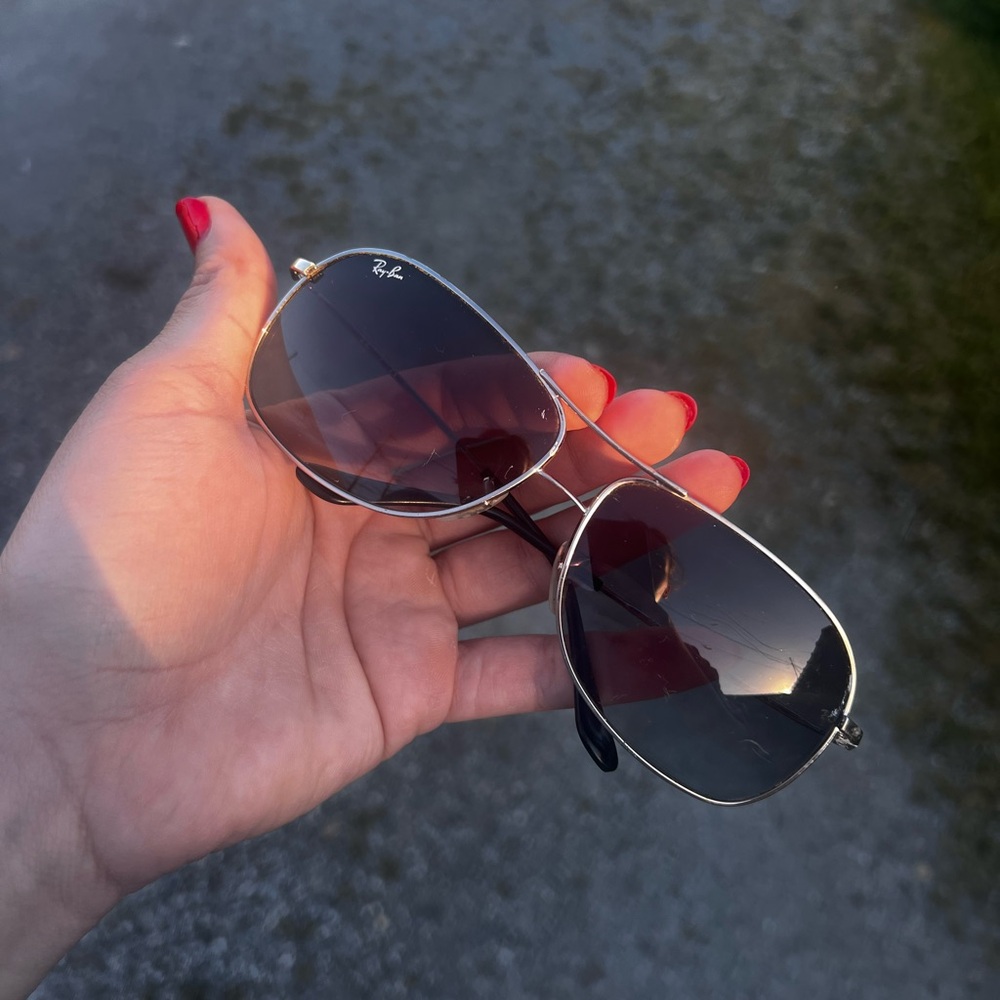 Ray-Ban Silver Frame Sunglasses with Dark Gradient Lenses